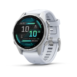 Garmin fēnix® 8 – 43 mm, AMOLED Silver with Whitestone silicone band